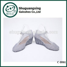 Doucement rêver de pluie, bottes chaussures imperméables étudiant avec les bottes de pluie mignon de cristaux de gelée pour la vente C-B001